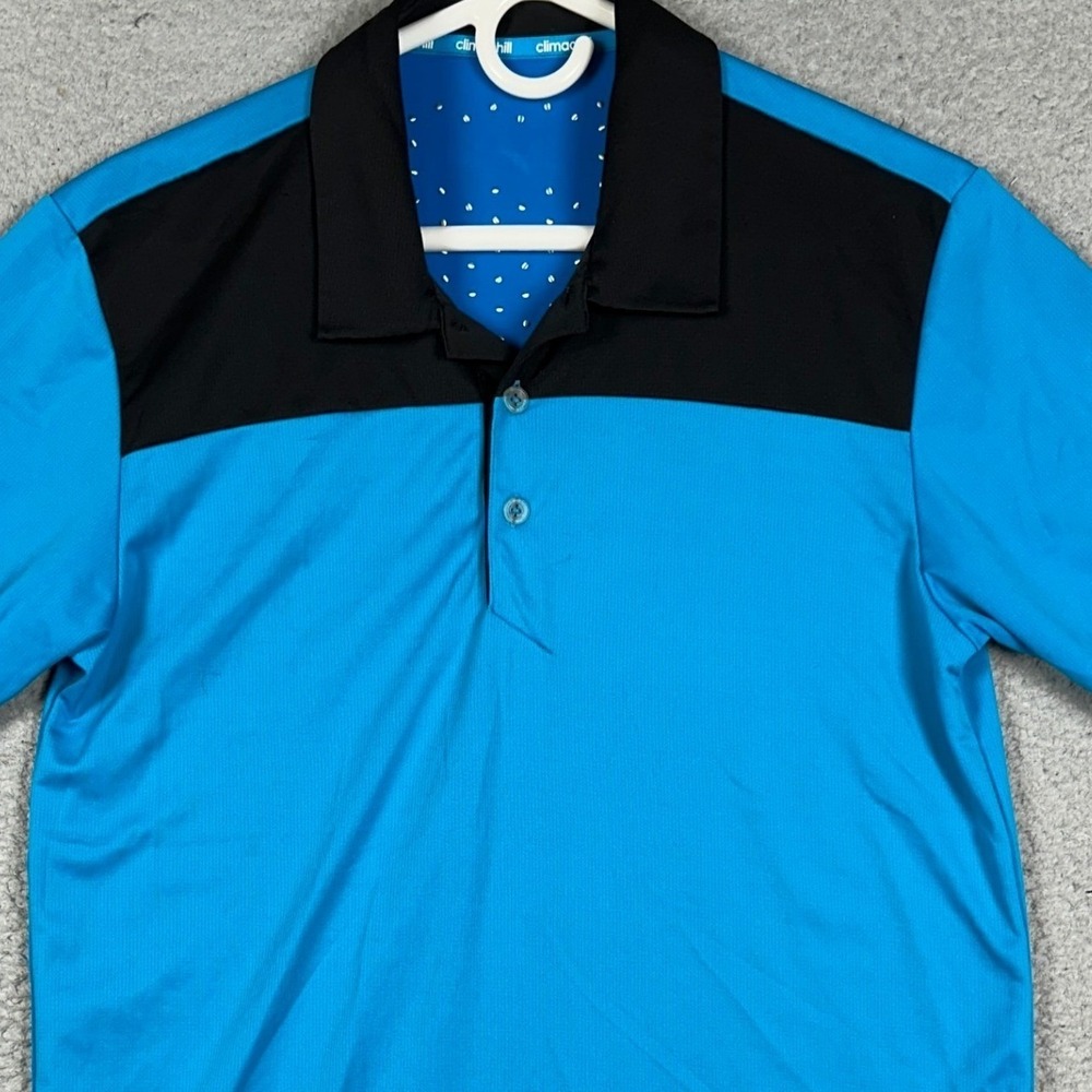 Adidas‎ Polo Shirt Mens Small Blue Climachill Golf Colorblock Performance Rugby